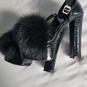 Azalea Wang Black Fur Heels